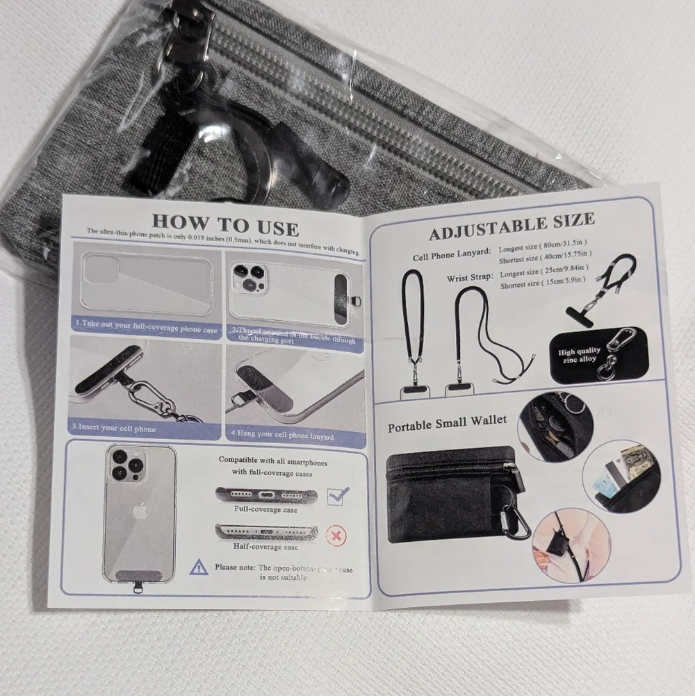 Adjustable Gray Lanyard Set with Pouch